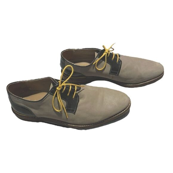 House of Hounds Men’s Lace-Up Oxford Tan Nubuck w/Brn Patent Leather Accents 11